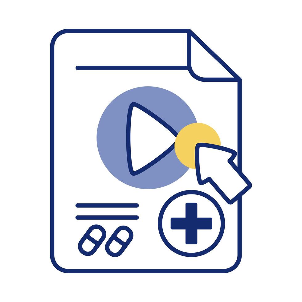 cursor mouse with medical order health online line style vector
