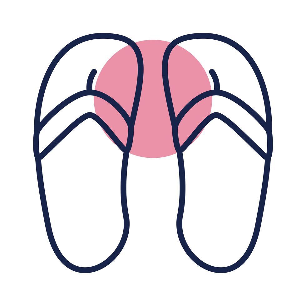 icono de estilo de línea de bloque de chanclas vector