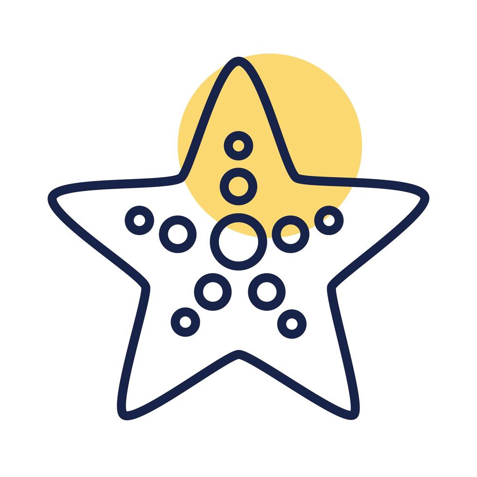 starfish sea animal block line style icon vector