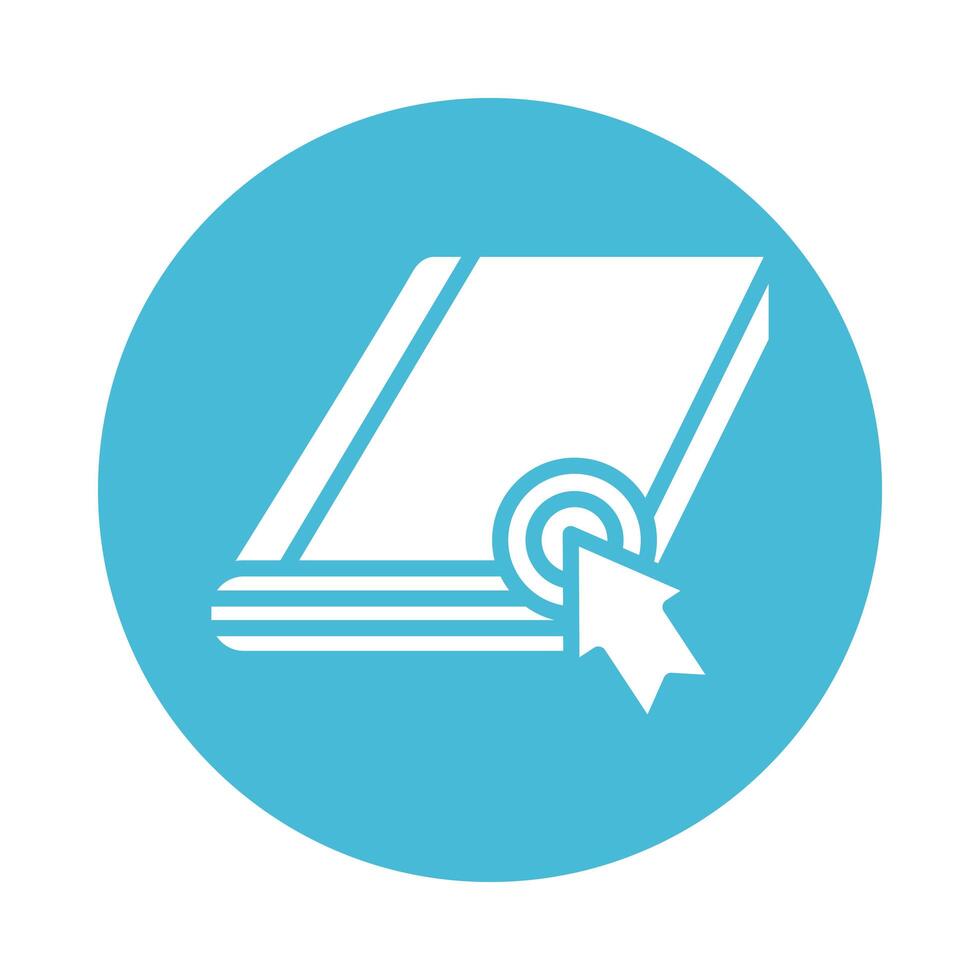 electronic book with mouse arrow education online block style vector
