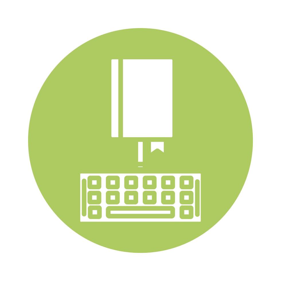 electronic book with keyboard education online block style vector