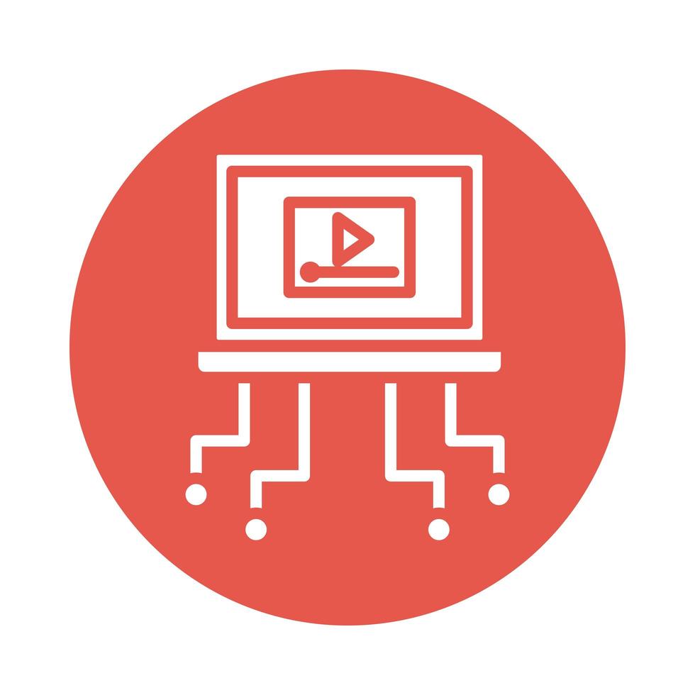 media player in laptop education online block style vector