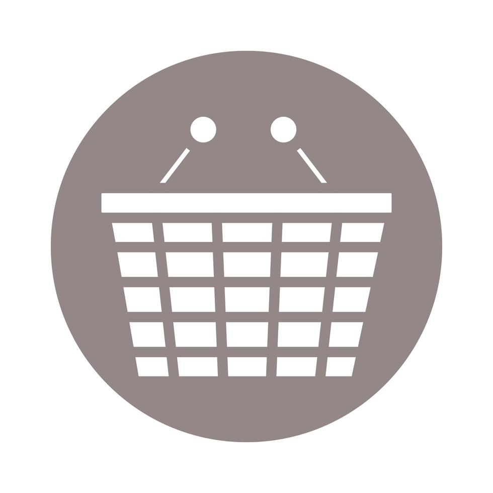 shopping basket commerce block style icon vector