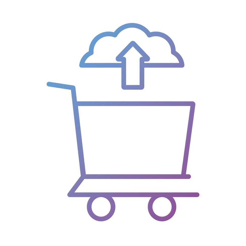 cloud computing with shopping cart Payment online line degradient style vector