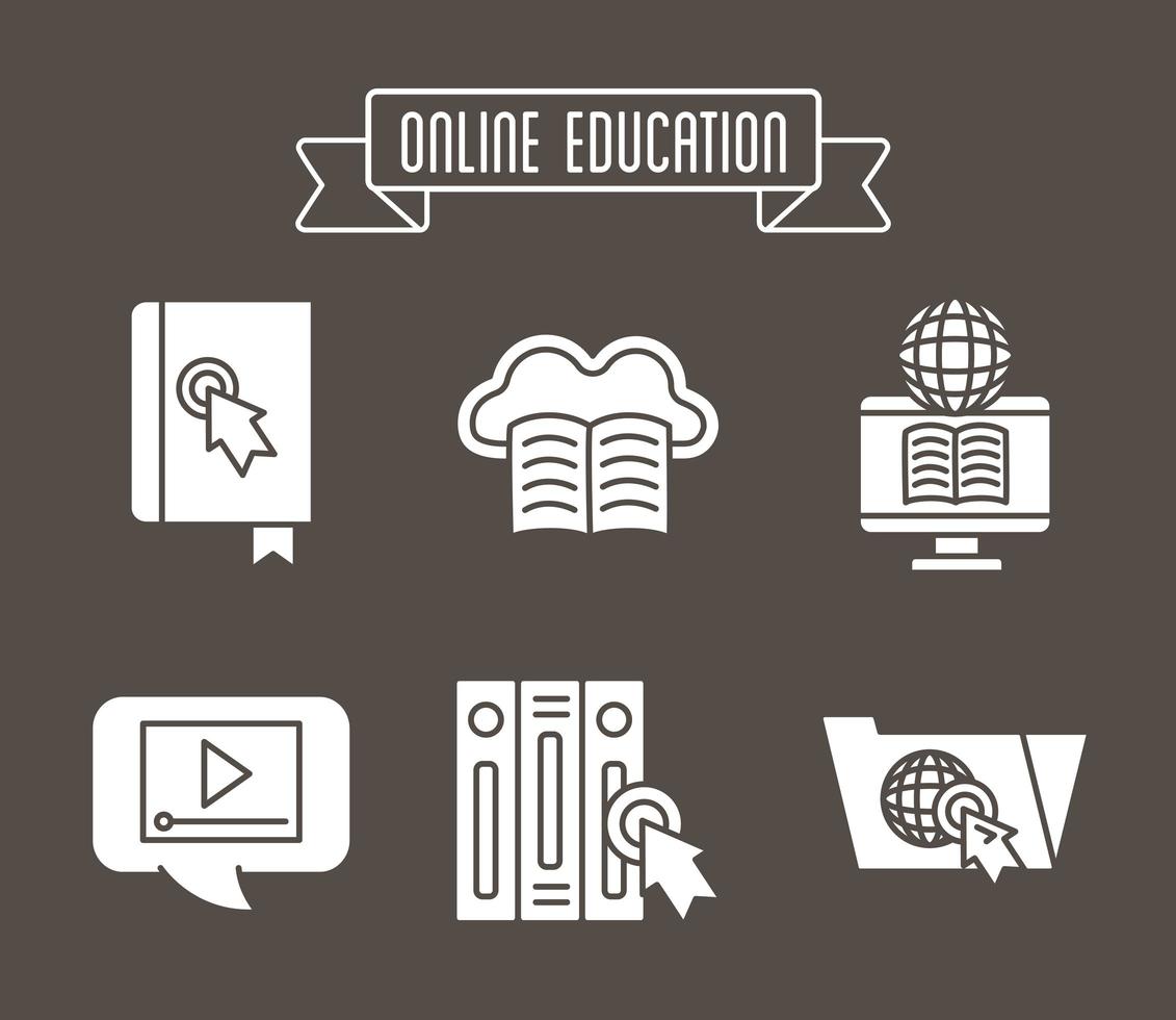 paquete de iconos de educación en línea vector