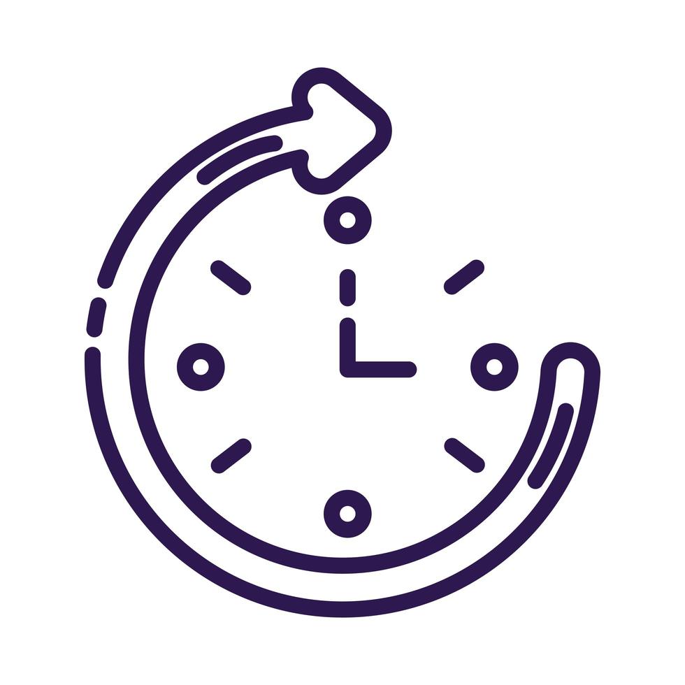 time clock with arrow around line style icon vector