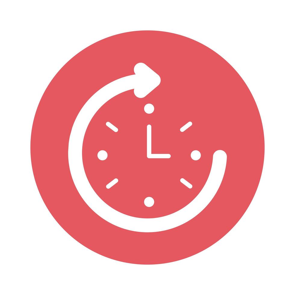 time clock with arrow around block style icon vector