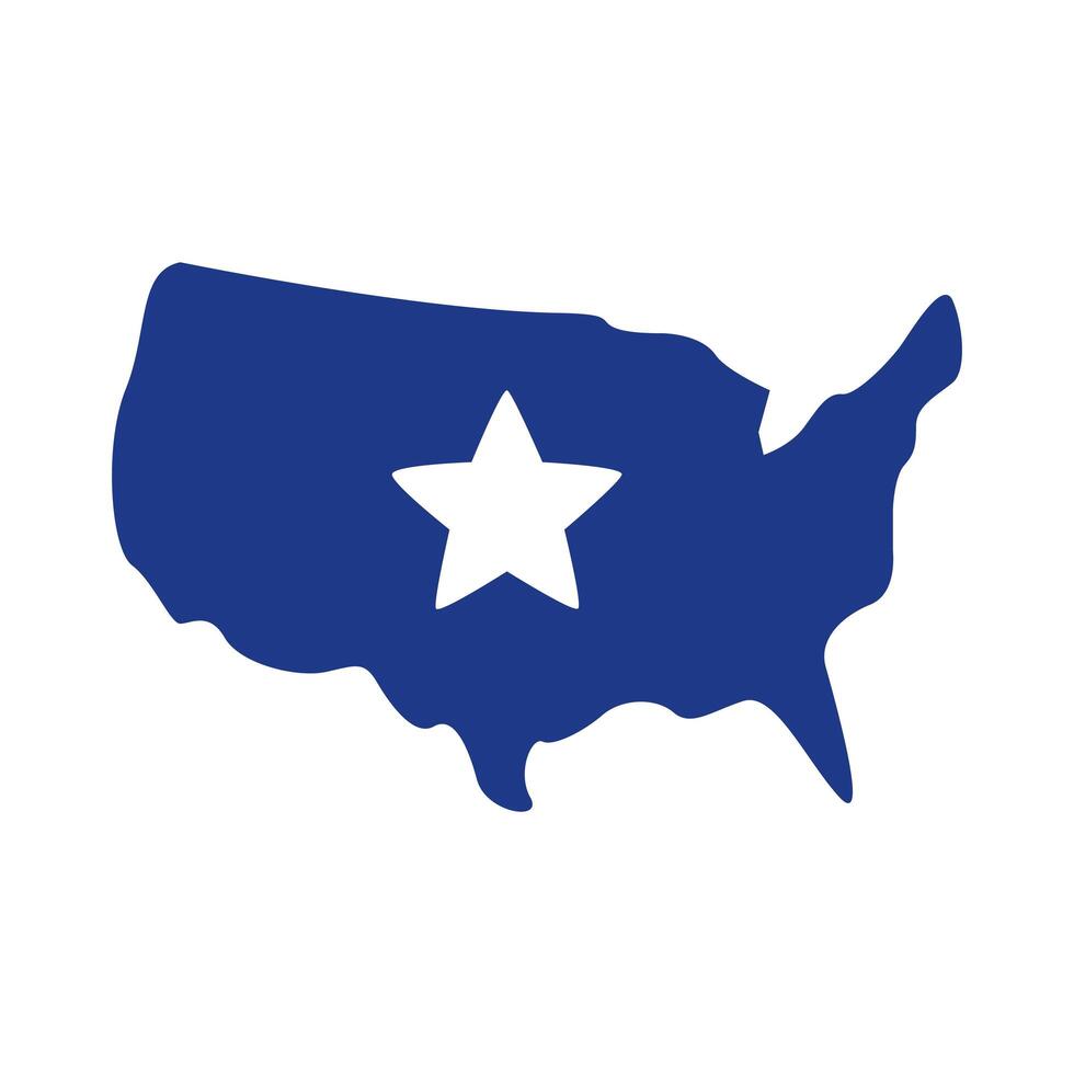 usa map with star silhouette style icon vector