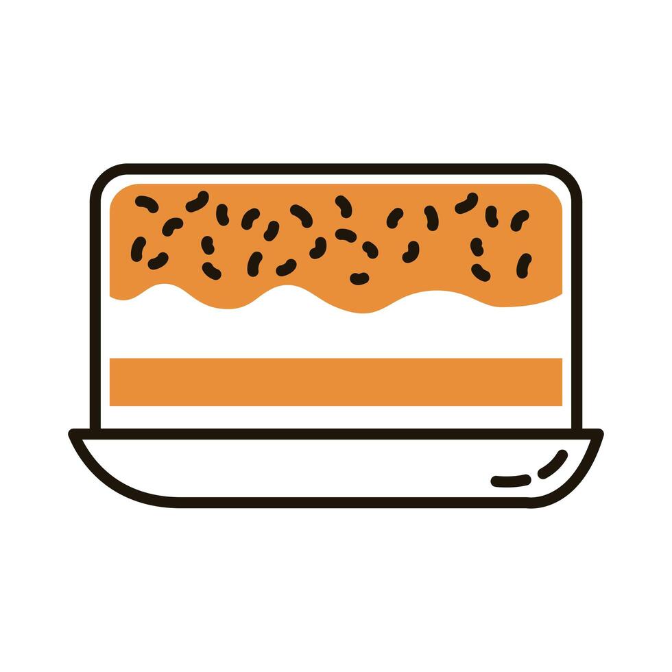 icono de estilo de relleno y línea de pastel dulce vector