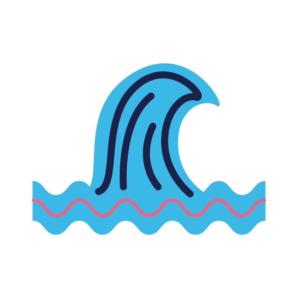 sea wave water flat style vector