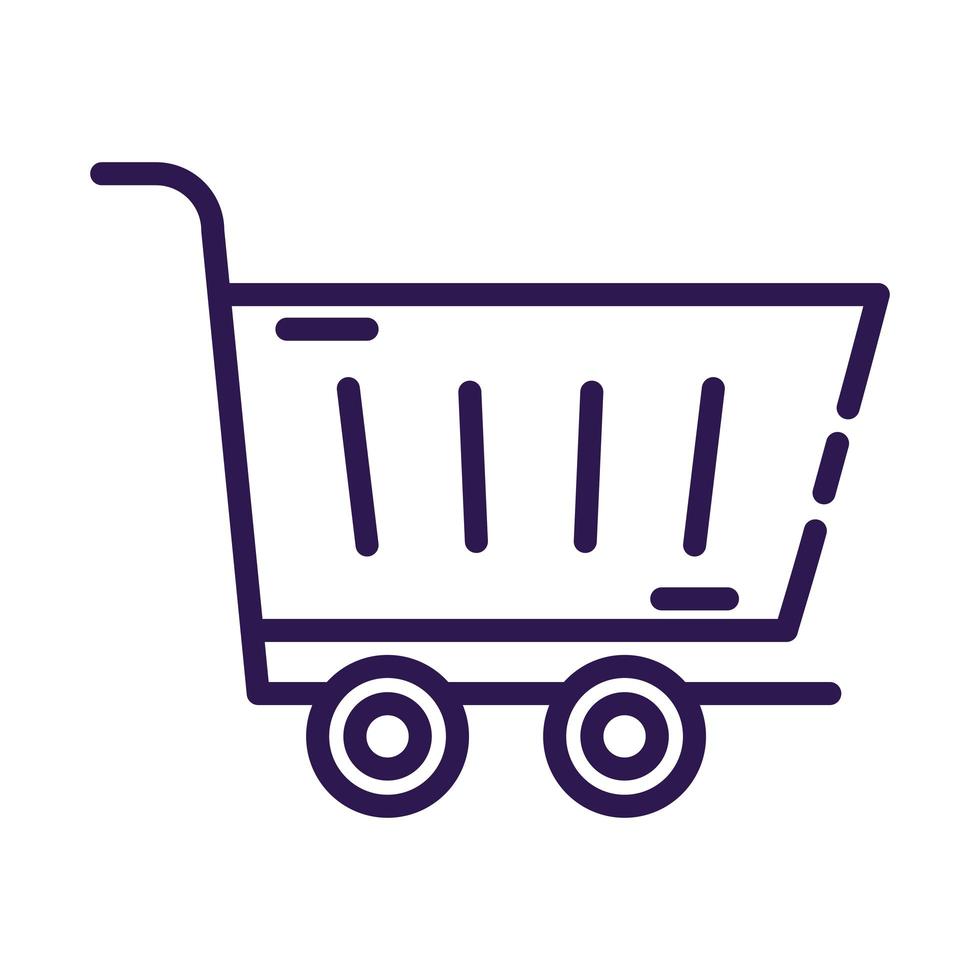 shopping cart trolley line style icon vector