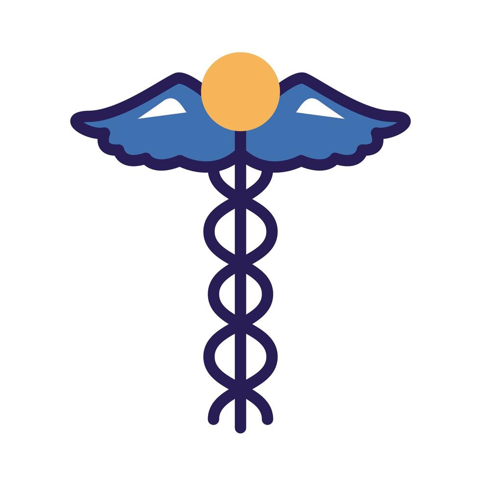 caduceus medical symbol line and fill icon vector