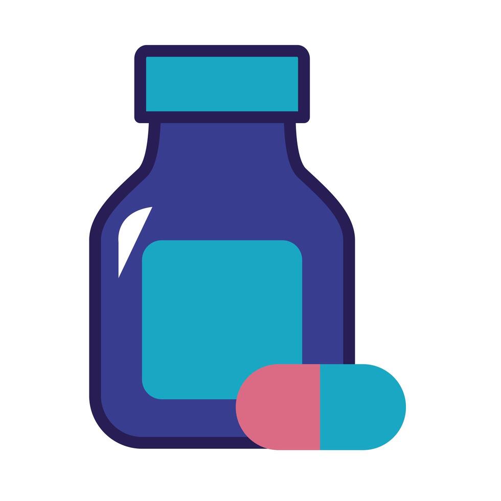 medicine bottle drug line and fill style icon vector
