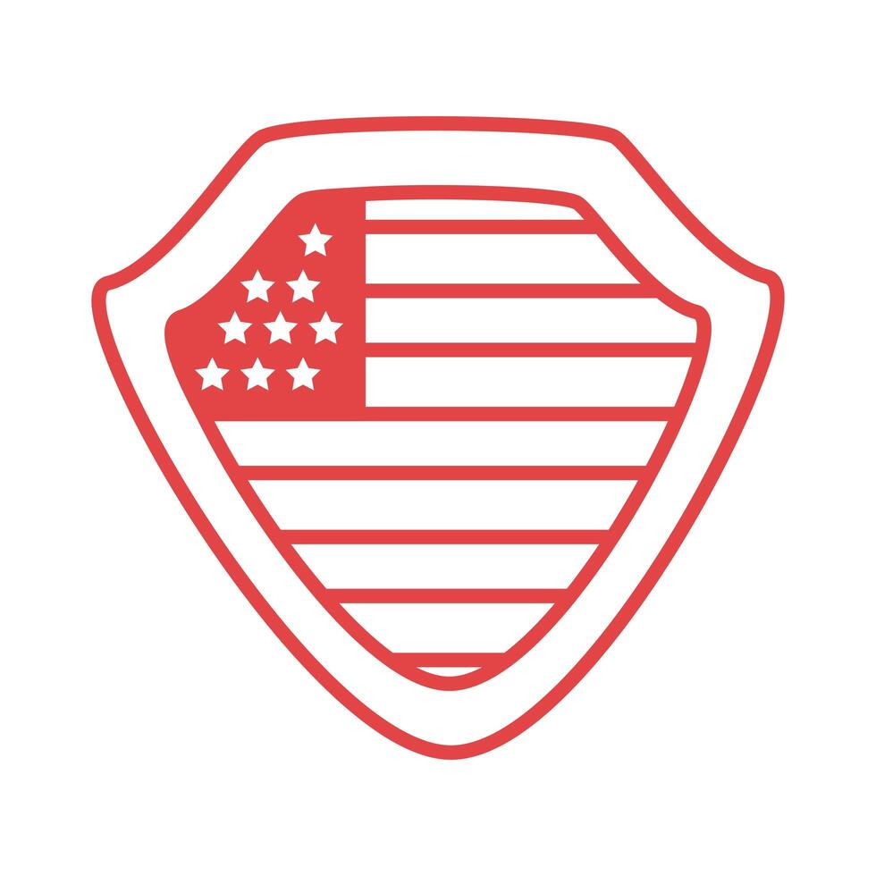 shield with united states of america flag line style vector