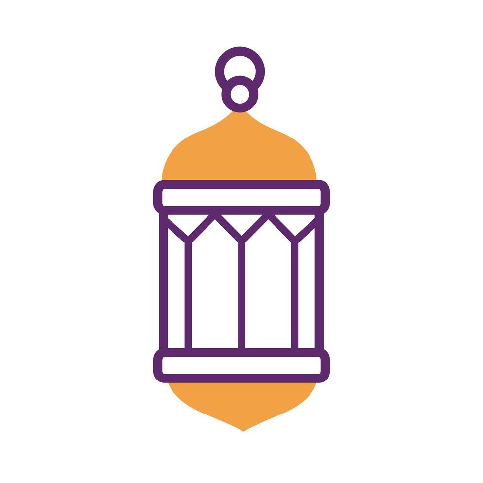 ramadan kareem lamp hanging decoration line style vector
