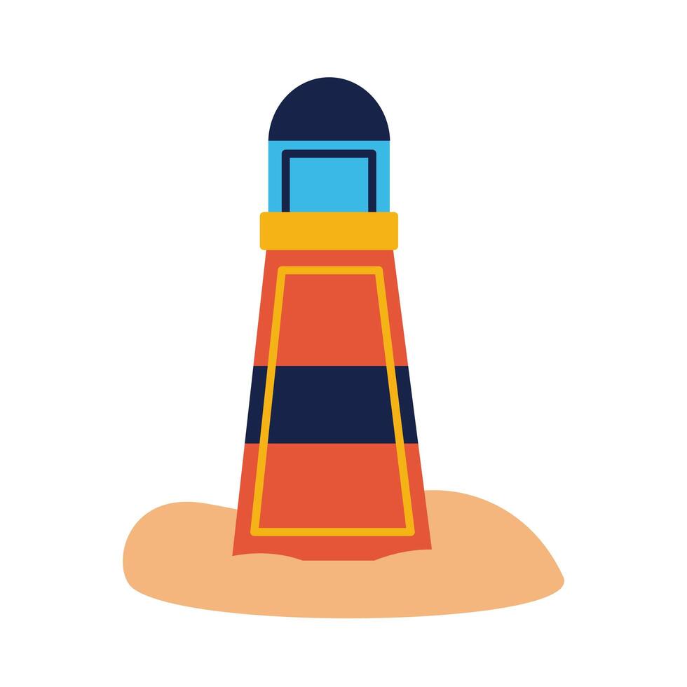 lighthouse beach flat style icon vector
