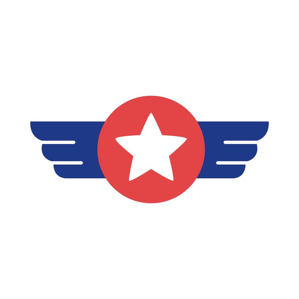 military medal with wings silhouette style icon vector