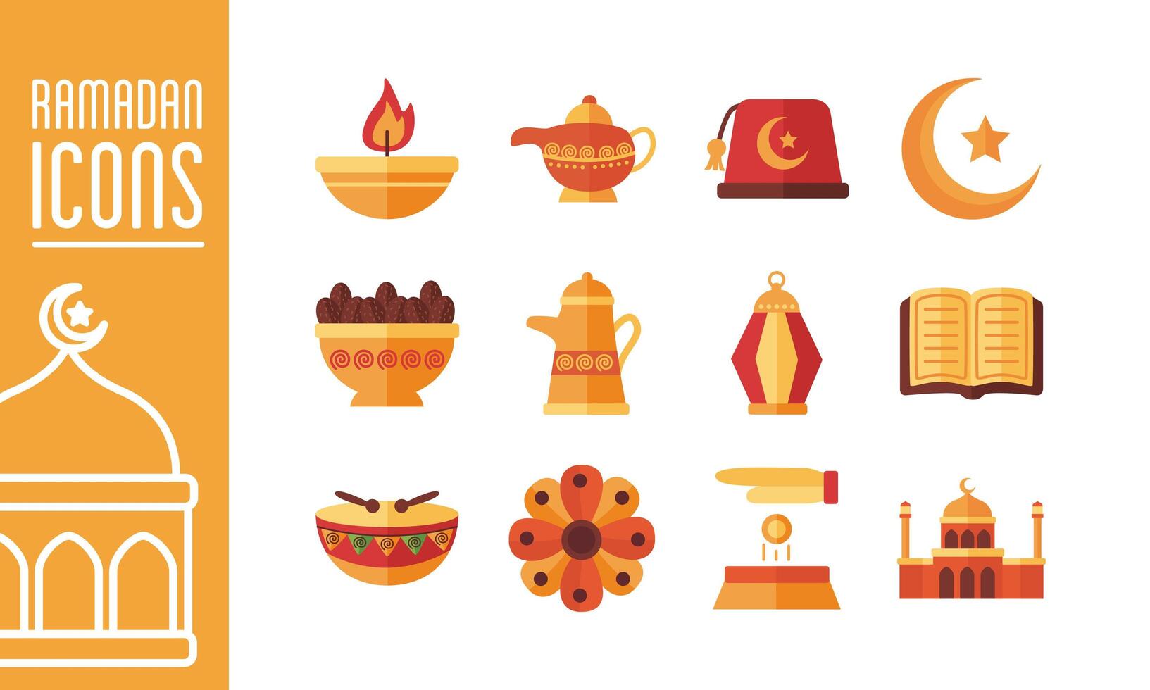bundle of ramadan kareem set icons vector