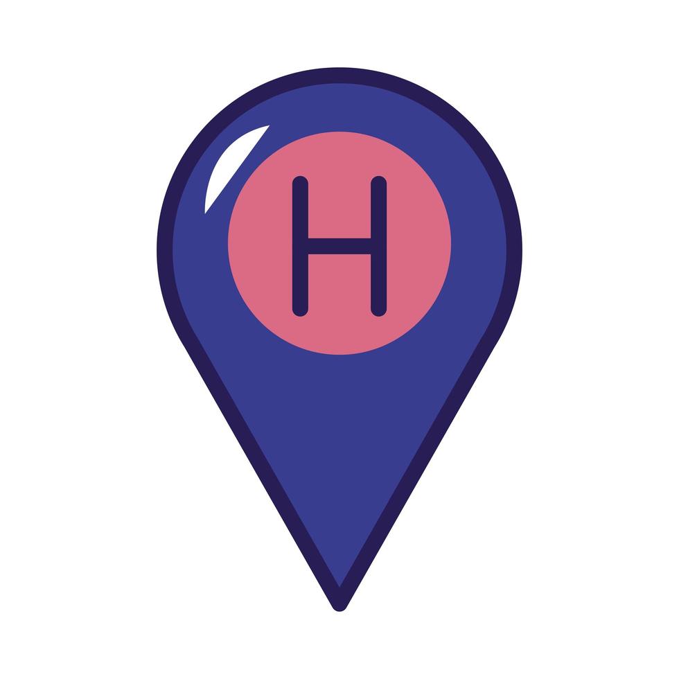 hospital pin location line and fill style vector