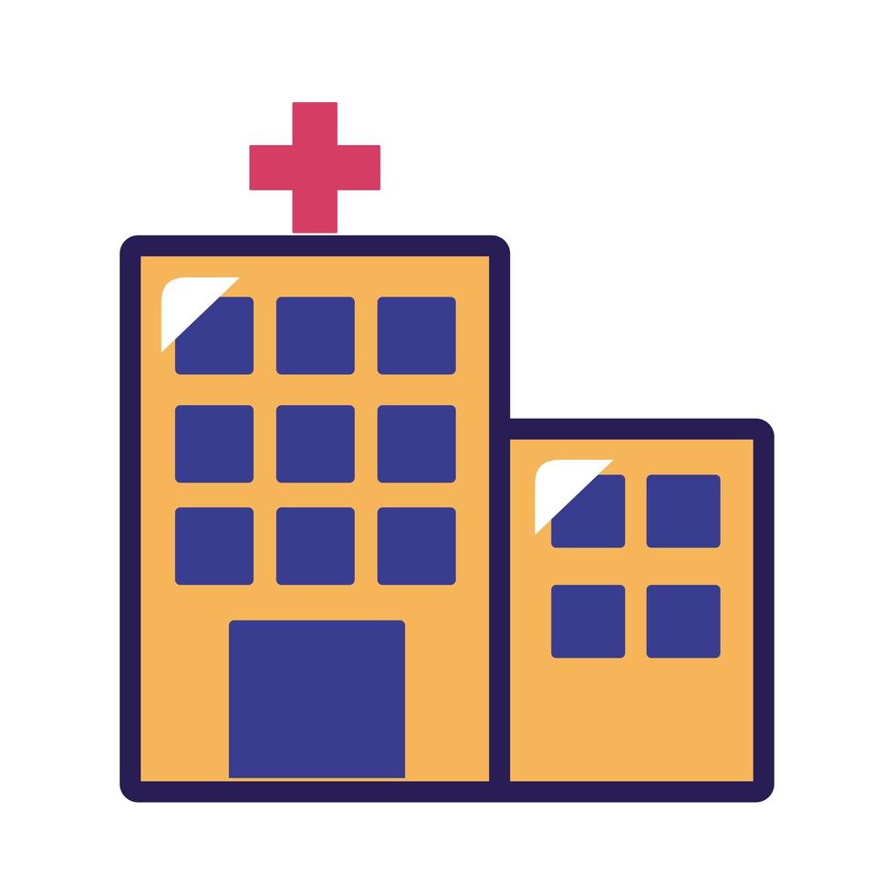 icono de estilo de relleno y línea de edificio de hospital vector