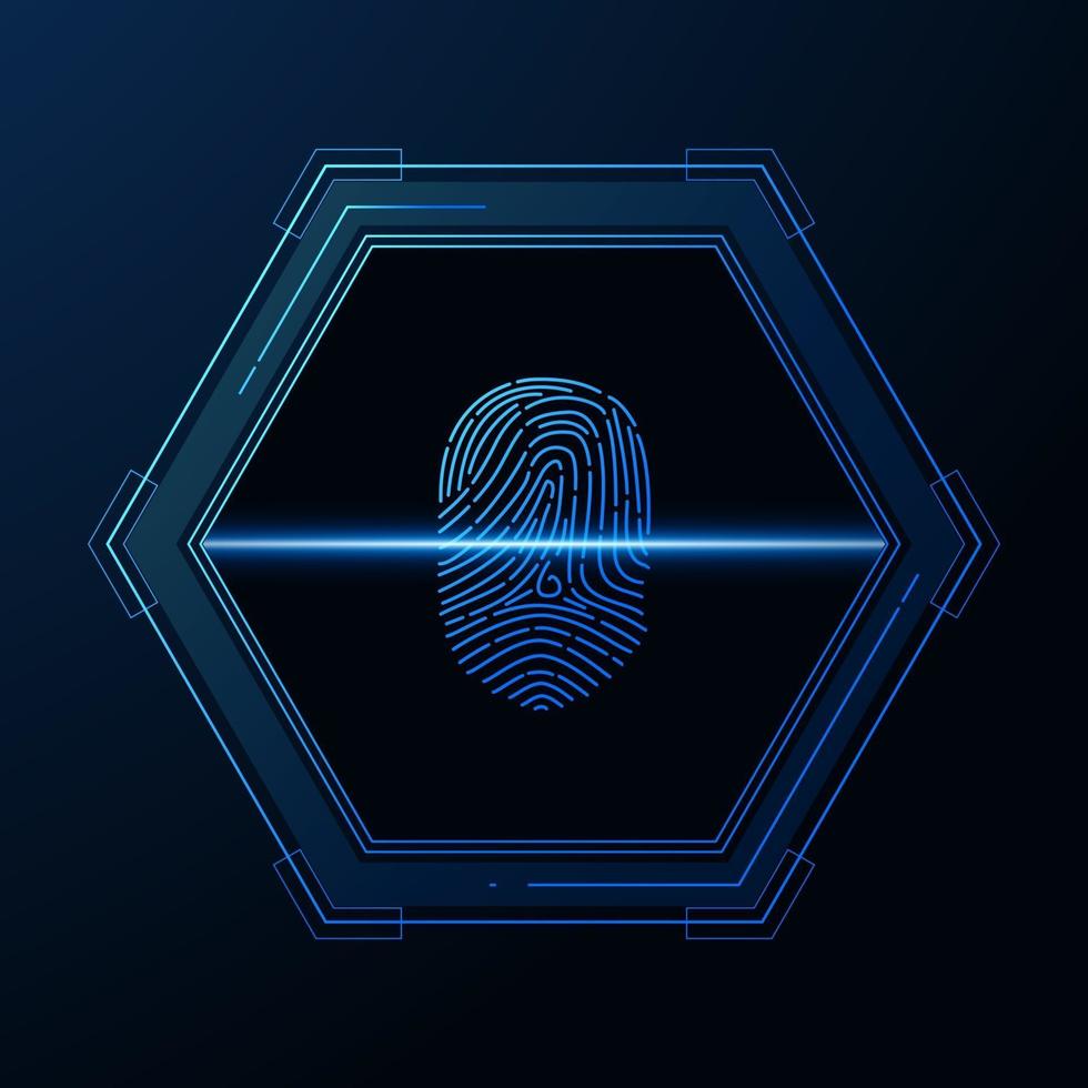 escaneo de huellas dactilares, seguridad cibernética y control de contraseñas a través de huellas dactilares, acceso con identificación biométrica vector