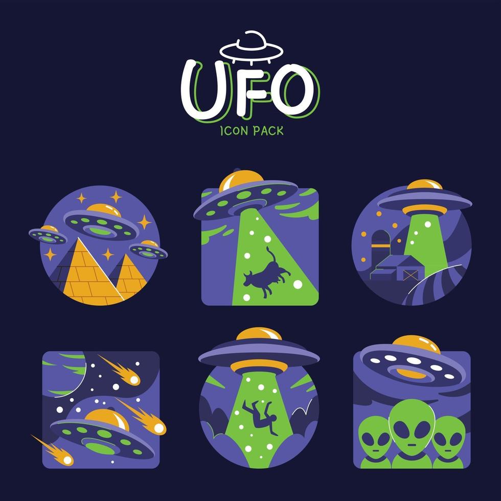 paquete de iconos de objetos voladores no identificados vector