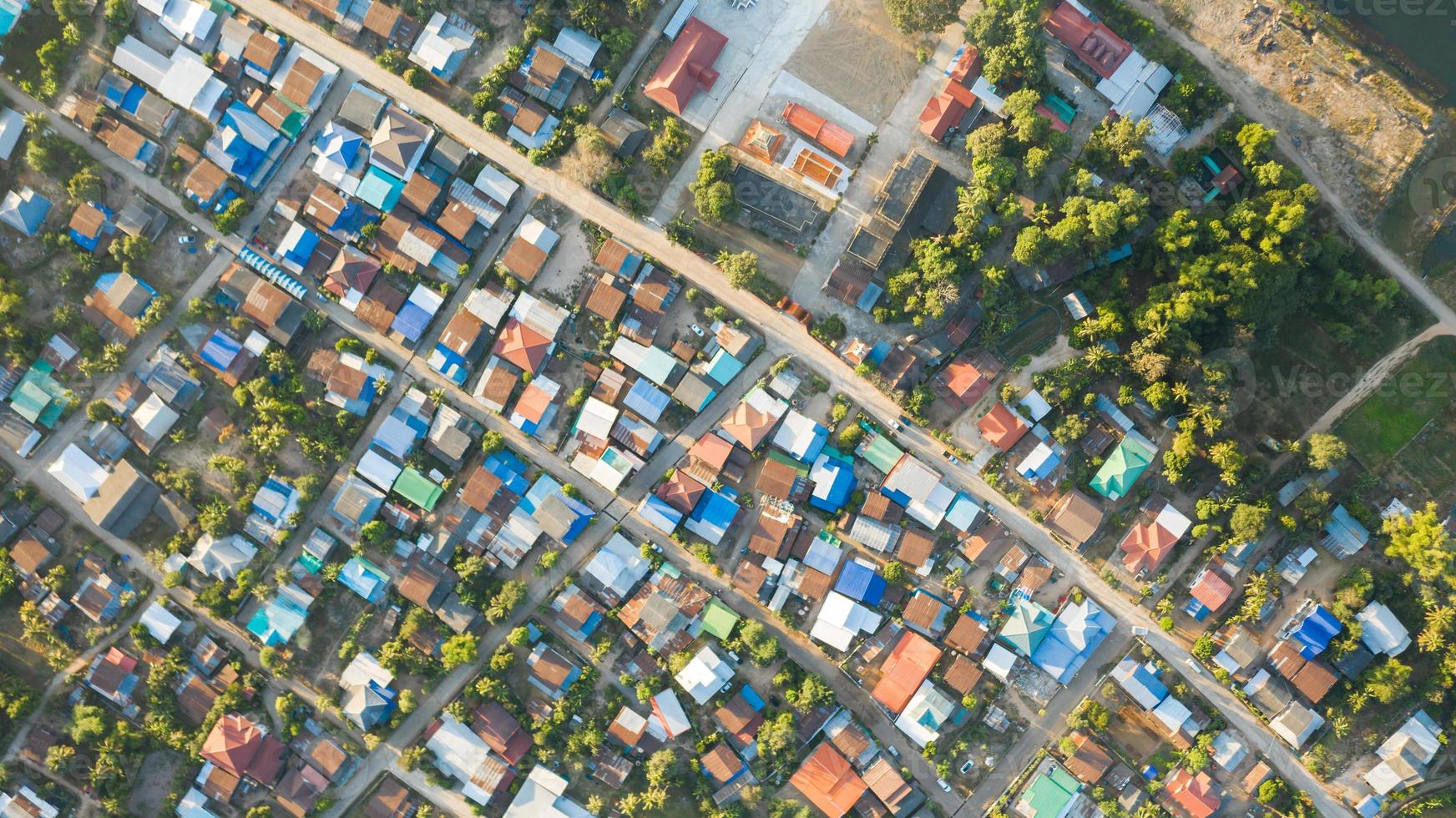 Aerial view of the rural village landscape at morning photo