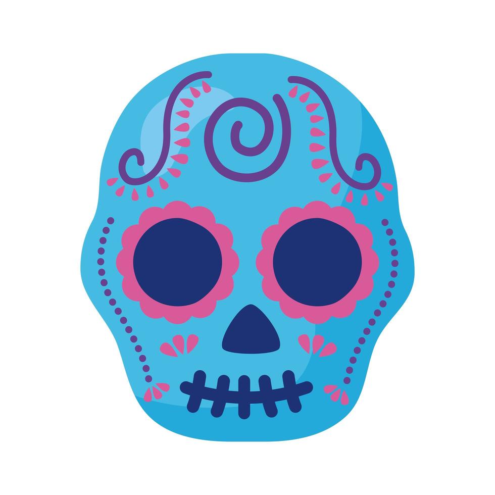 traditional mexican skull head detaild style vector