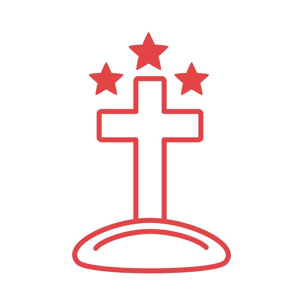 icono de estilo de línea de religión cruzada vector