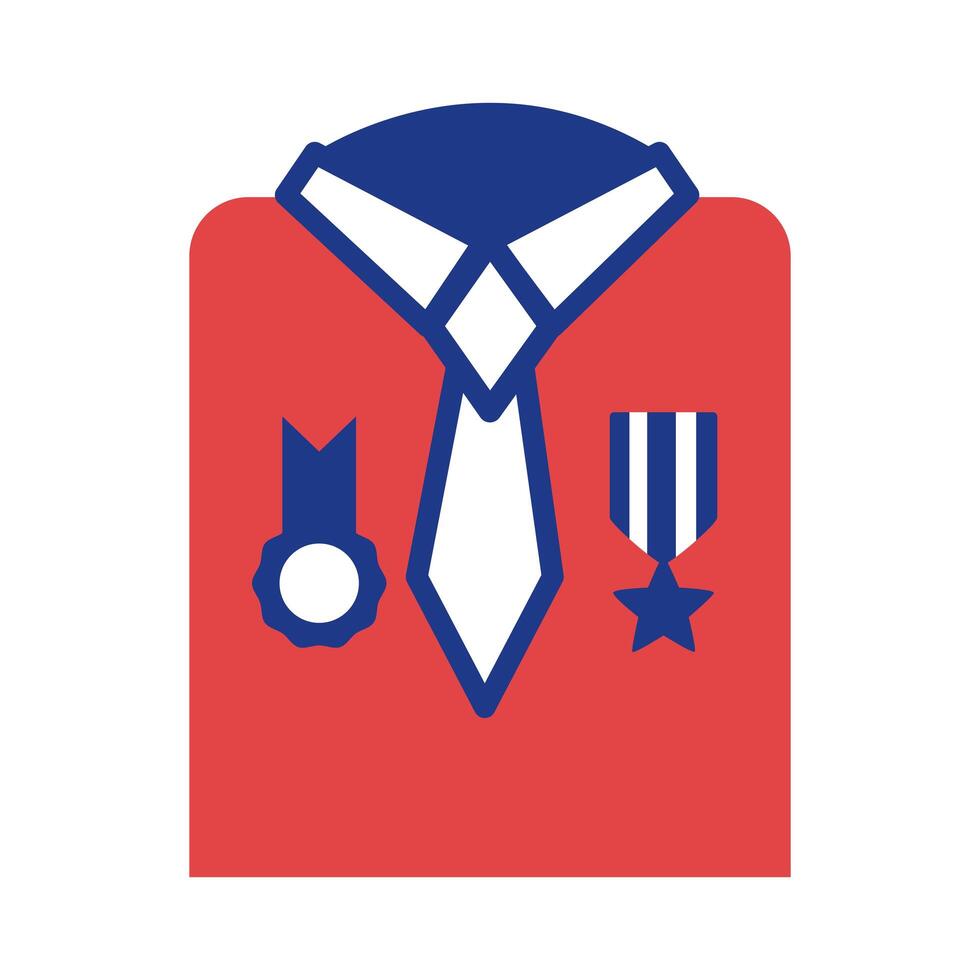 military shirt with medals silhouette style icon vector