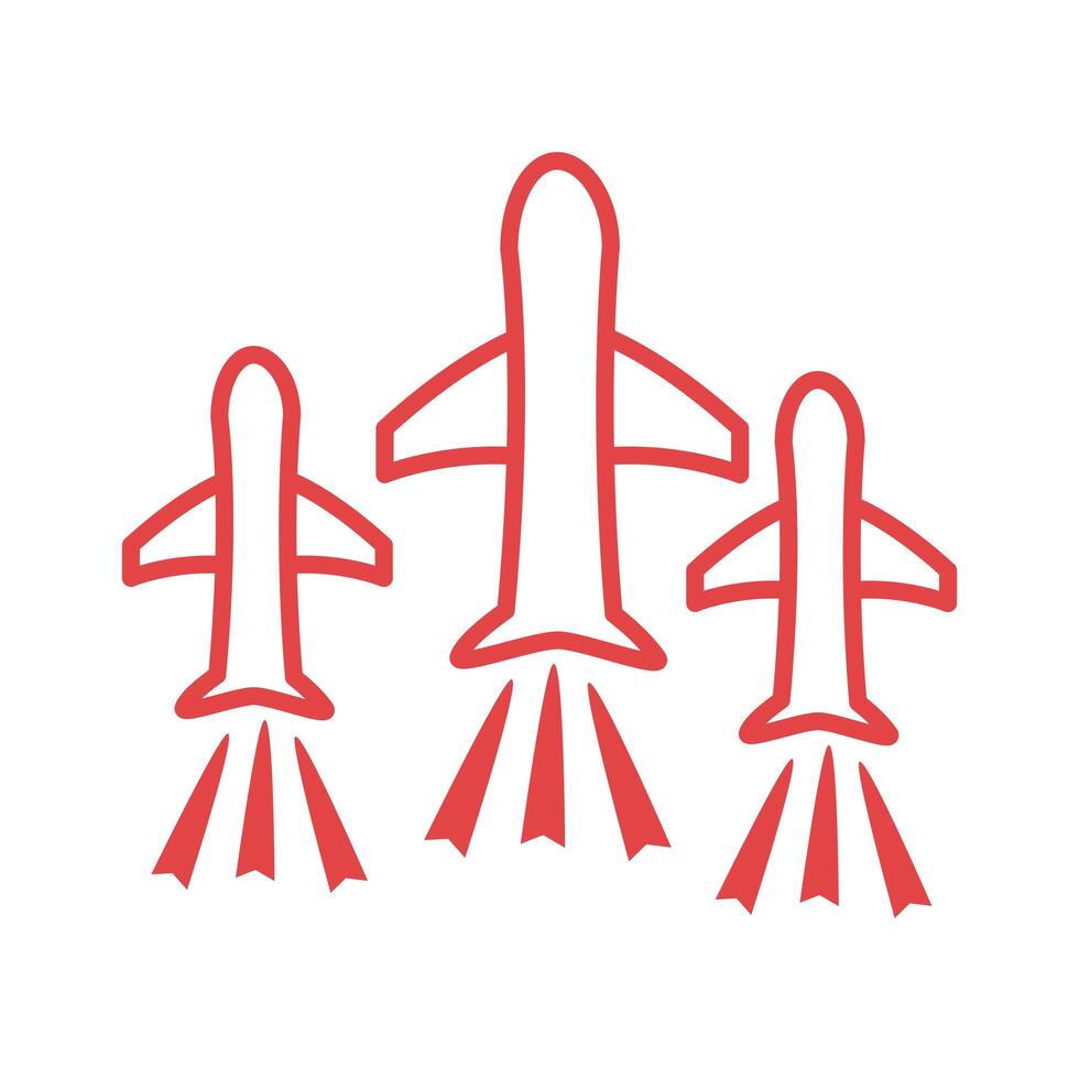 airplanes flying line style icon vector