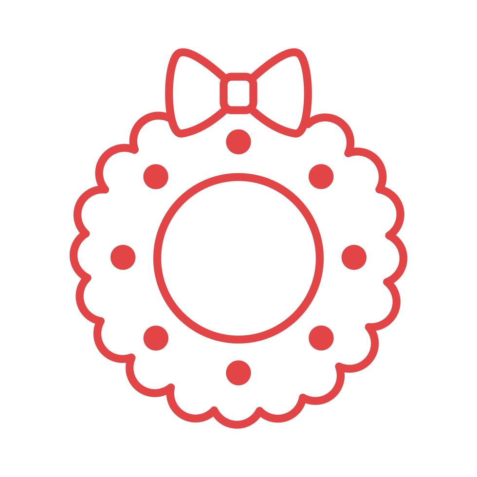 wreath crown with bow line style icon vector