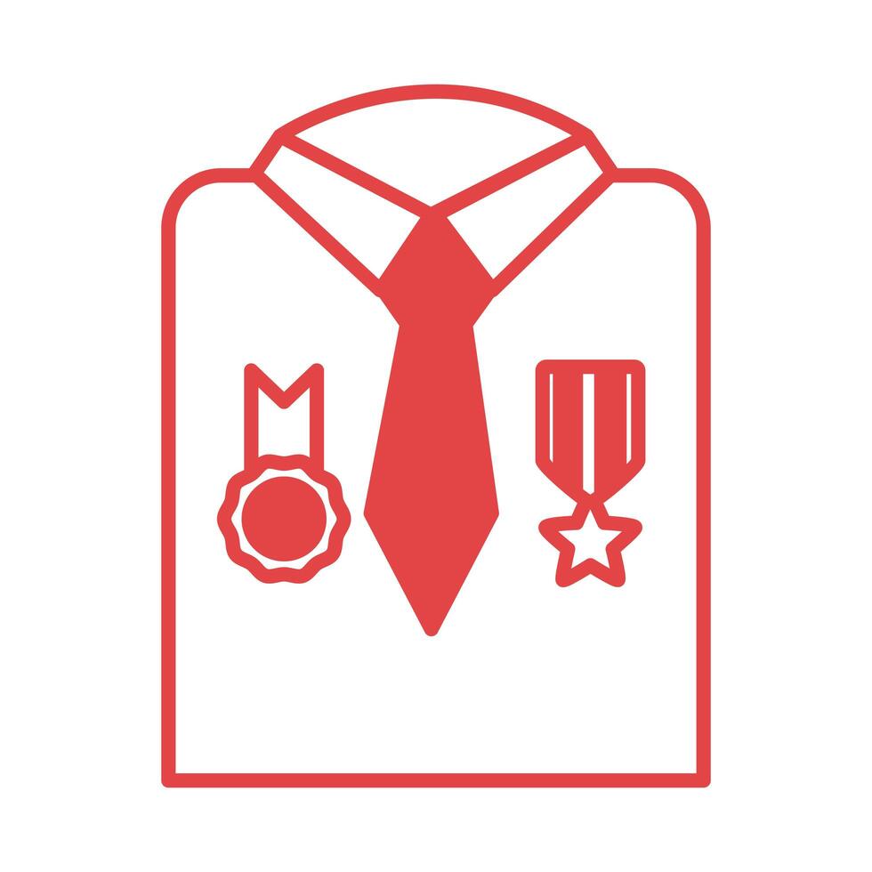 military shirt with medals line style icon vector