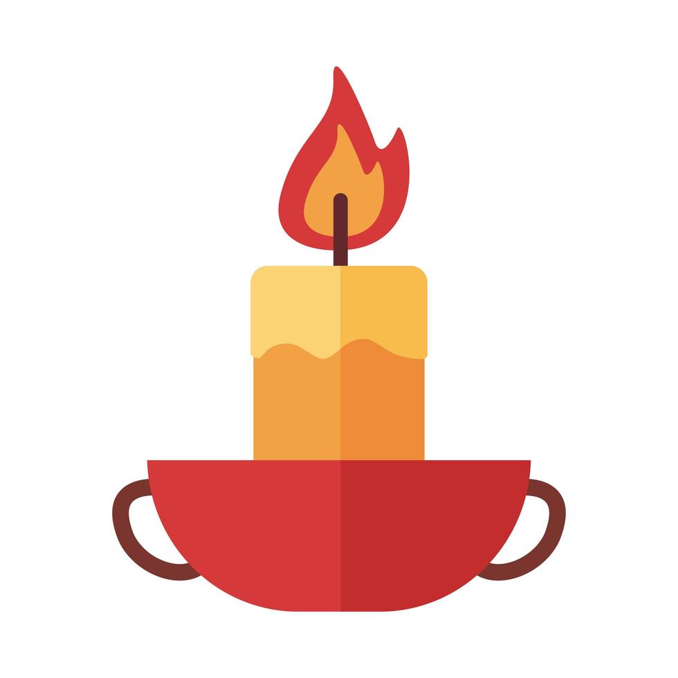 candle fire flame flat style vector