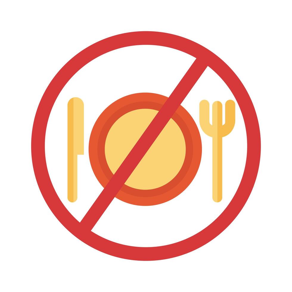 dish with knife and fork in denied symbol flat style vector