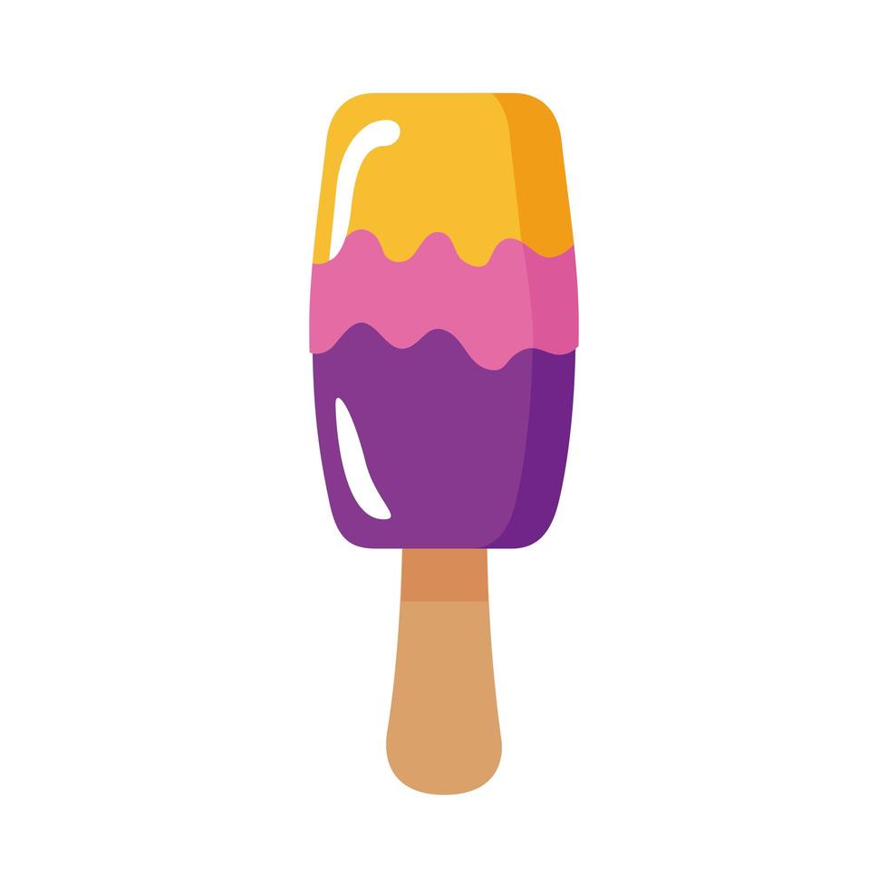 delicioso helado en barra con tres sabores estilo plano vector
