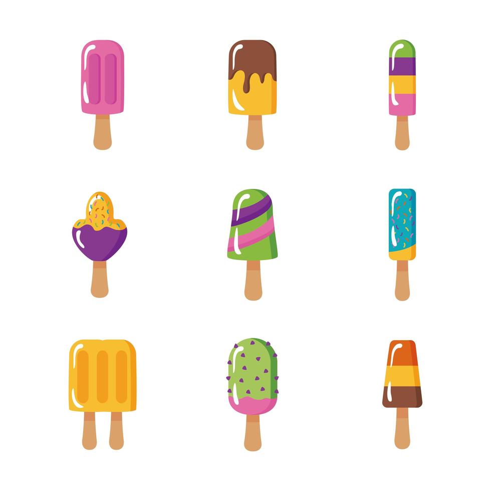paquete de helados establecer iconos vector