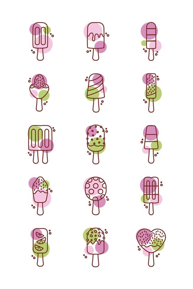 paquete de helados establecer iconos vector