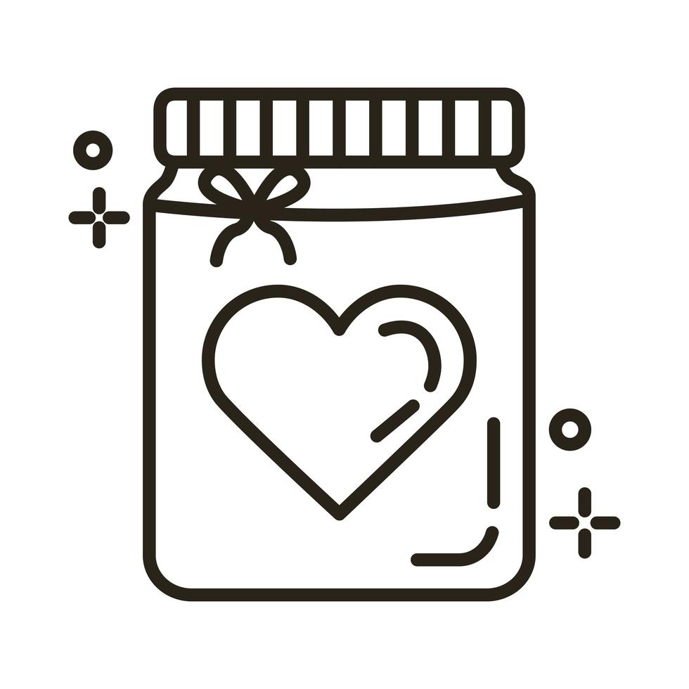 happy valentines day heart in mason jar line style vector