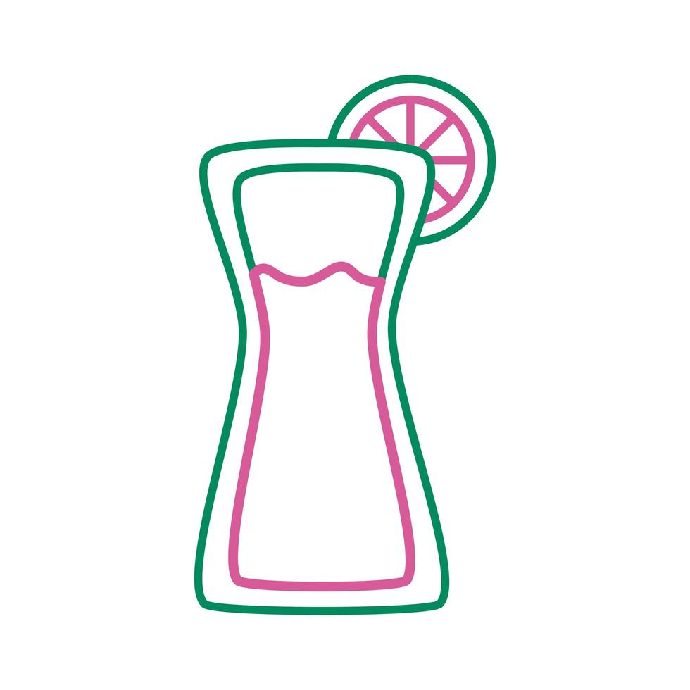 fresh tropical tequila cocktail with lemon line style icon vector