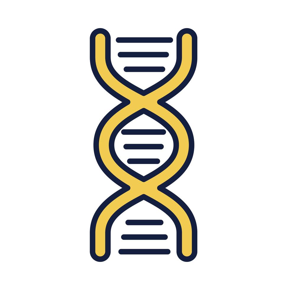 línea de estructura de la molécula de adn y estilo de relleno vector