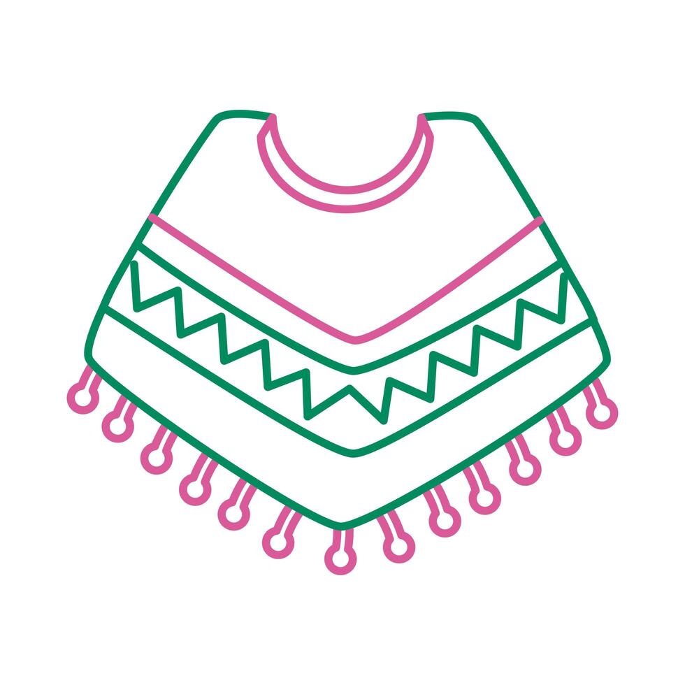 icono de estilo de línea de poncho de cultura mexicana vector