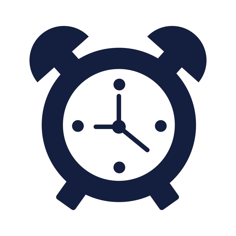 alarm clock time silhouette style vector