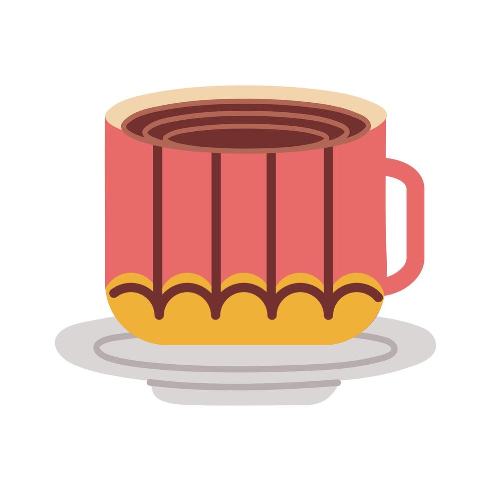 dish with ceramic cup flat style icon vector