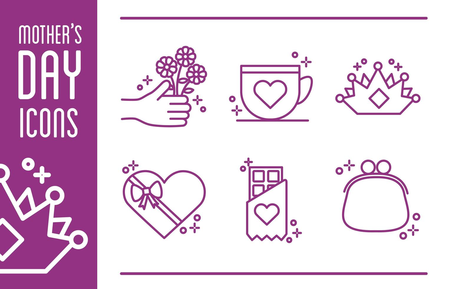 bundle of mothers day icons vector