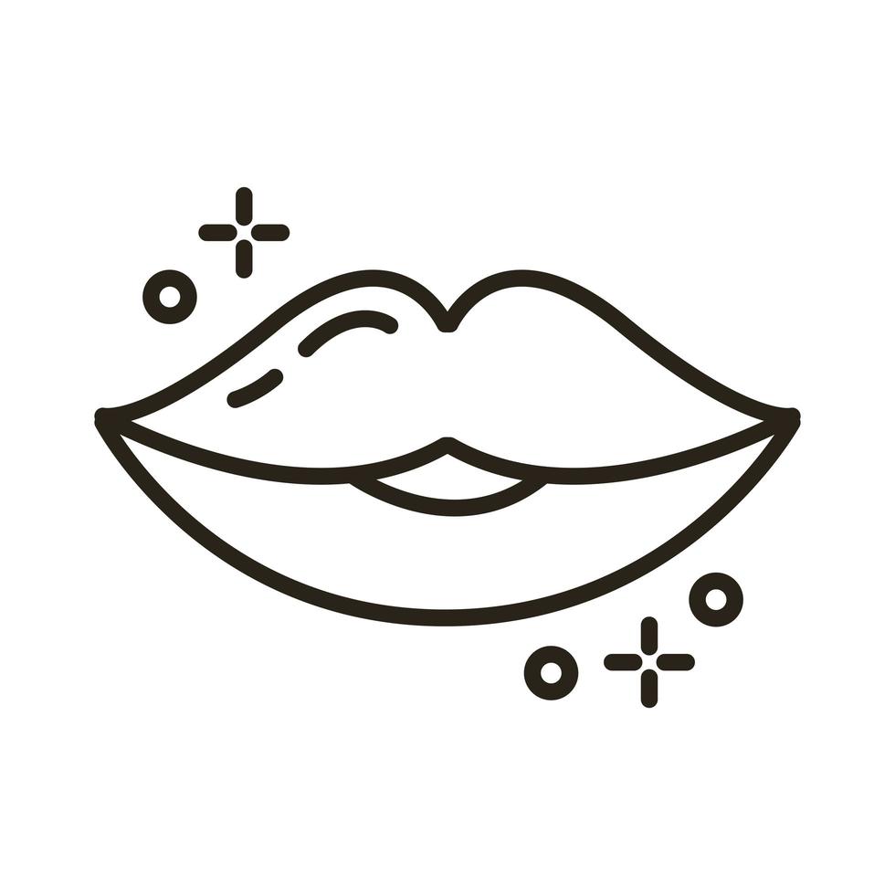 female sexy lips line style icon vector