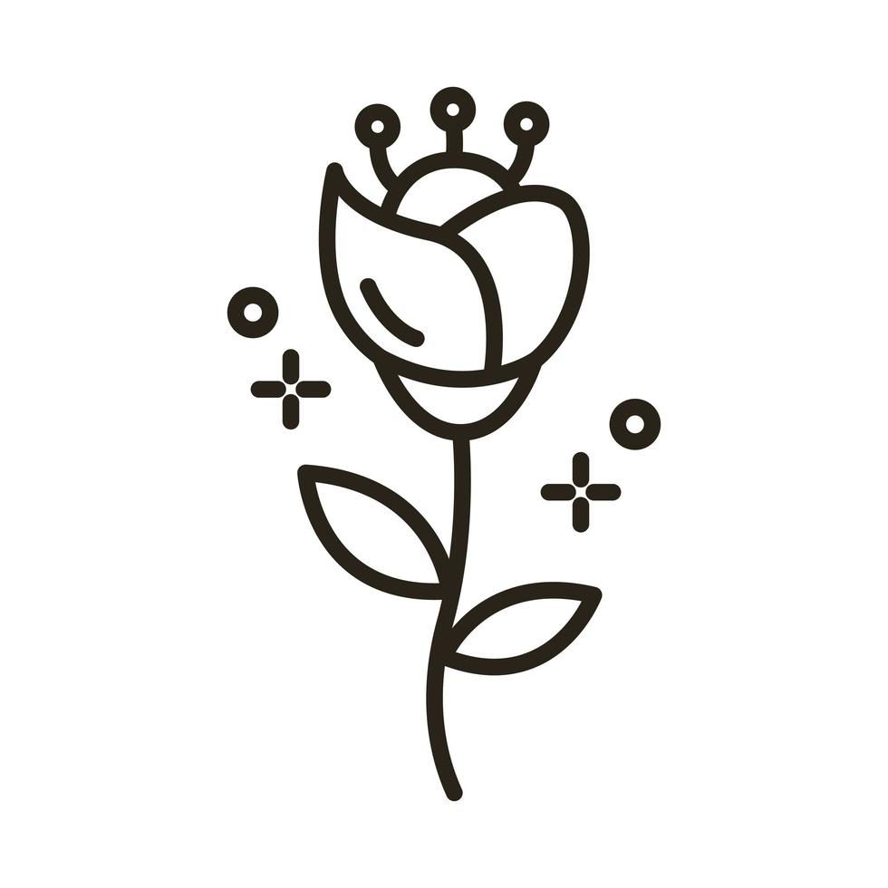 icono de estilo de línea de flores de rosas de jardín vector