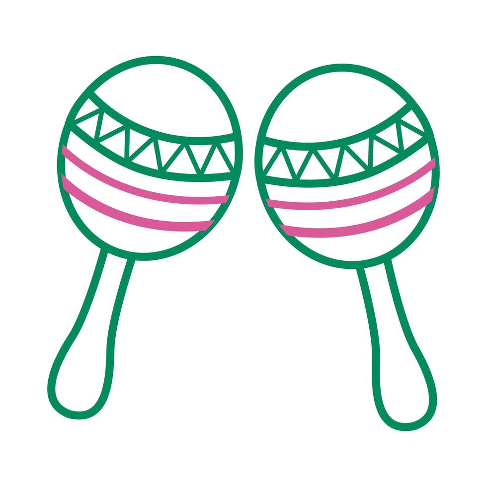 maracas icono de estilo de línea de cultura mexicana vector