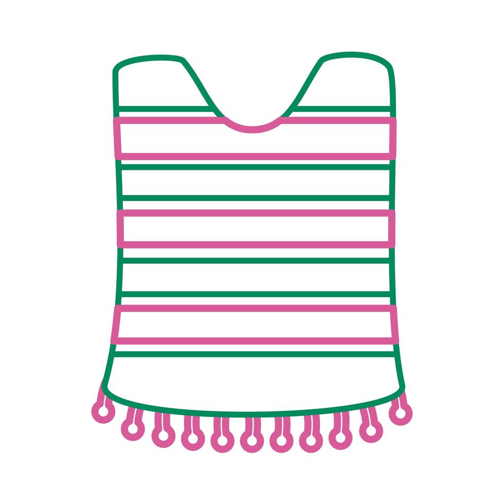 mexican culture poncho line style icon vector