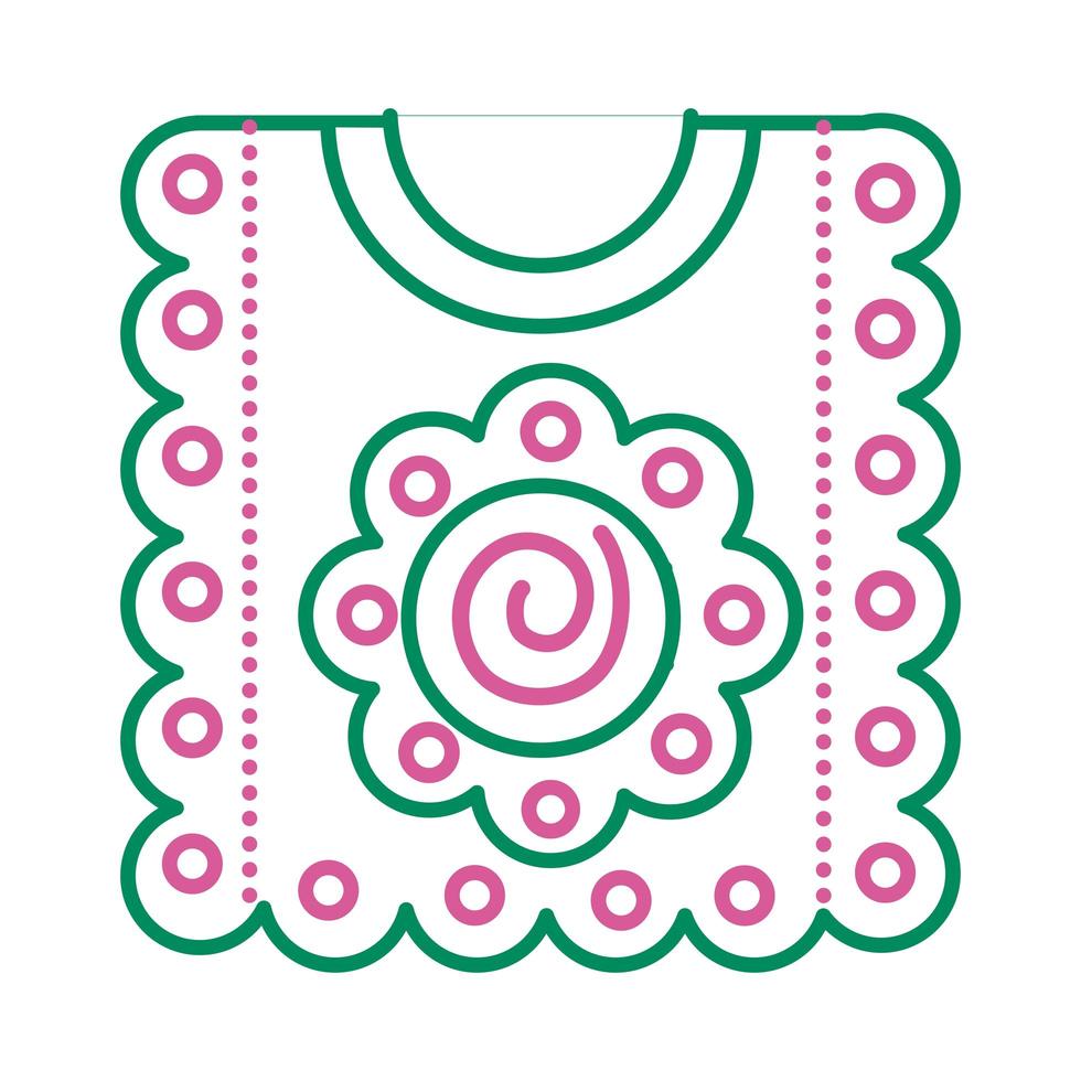 icono de estilo de línea de poncho de cultura mexicana vector